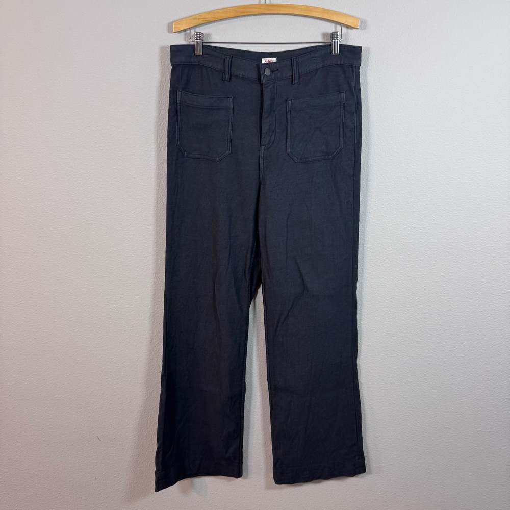 Faherty Terry Patch Pocket Wide Leg Utility Pants Washed Black High Rise Size 32